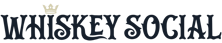 Whiskey Social Logo in navy with light gold crown icon over the I in whiskey